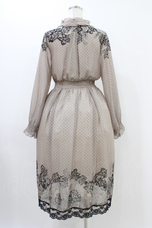 画像2: axes femme / レース柄プリントワンピース M ベージュ H-25-11-20-1042-AX-OP-NS-ZH (2)