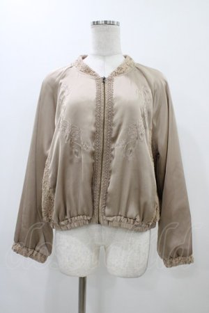 画像: axes femme / 刺繍入りサテンブルゾン M ベージュ H-25-11-20-1057-AX-JA-NS-ZH