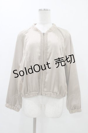 画像: axes femme / 刺繍入りサテンブルゾン M ベージュ H-25-11-20-1057-AX-JA-NS-ZH