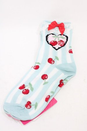 画像: Angelic Pretty / Cherry Stampクルー丈ソックス  ミント H-25-11-20-1006-AP-ZA-NS-ZH