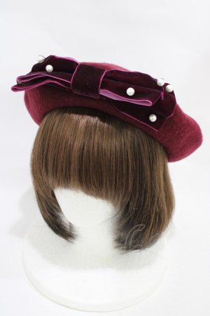 画像: m petit by misako / TT*AMリボンBベレー  ボルドー H-25-11-20-1023-LO-AC-NS-ZH