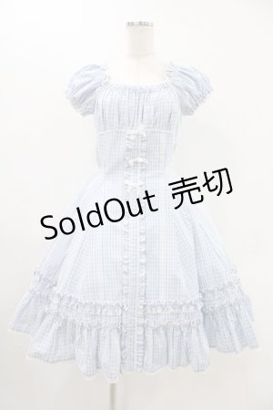 画像: Avenue Denfer（海外ロリータブランド） / チェックワンピースセット M サックス H-25-11-20-1034-0-OP-NS-ZH