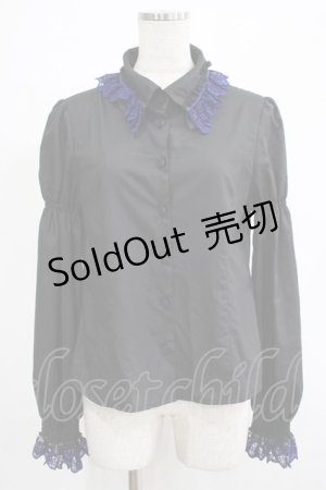 画像: Moi-meme-Moitie / クロスアーチシャーリングスリーブブラウス 13号 黒×青 H-25-11-20-054-MO-BL-KB-ZH