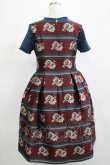画像3: Jane Marple / ローズボーダージャガードワンピース  ボルドー×ネイビー H-25-11-20-009-JM-OP-KB-ZH (3)