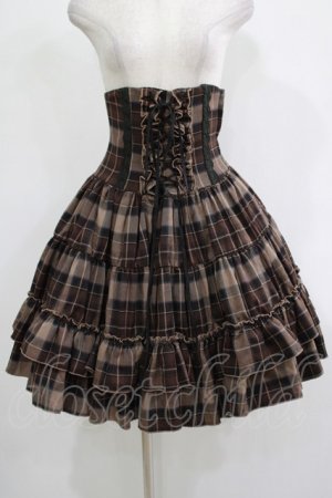 画像: ATELIER PIERROT / チェックフリルコルセットスカート  ブラウン H-25-11-20-002-EL-SK-KB-ZH