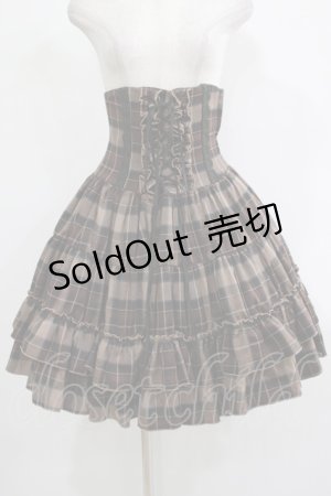 画像: ATELIER PIERROT / チェックフリルコルセットスカート  ブラウン H-25-11-20-002-EL-SK-KB-ZH