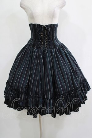 画像: ATELIER PIERROT / レジメンタルストライプコルセットスカート  グリーン H-25-11-20-003-EL-SK-KB-ZH