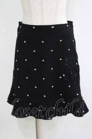 画像: Emily Temple cute / ローズドットウールスカート  黒 H-25-11-21-1027-ET-SK-KB-ZH