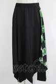 画像1: NieR Clothing / レイヤード風スカートパンツ  黒×緑 H-25-11-21-1028-PU-SK-KB-ZH (1)