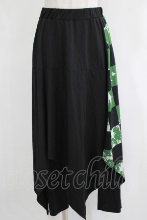 画像: NieR Clothing / レイヤード風スカートパンツ  黒×緑 H-25-11-21-1028-PU-SK-KB-ZH