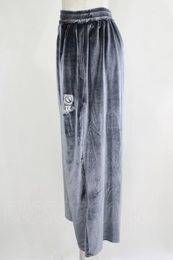 画像2: NieR Clothing / ロゴ刺繍ベロアパンツ  グレー H-25-11-21-1030-PU-PA-KB-ZH (2)