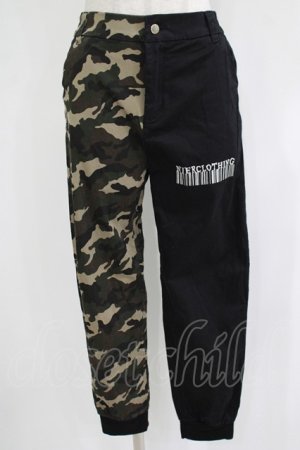 画像: NieR Clothing / カモフラ柄切替パンツ  黒 H-25-11-21-1034-PU-PA-KB-ZH