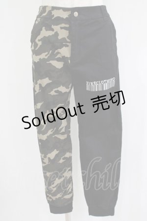 画像: NieR Clothing / カモフラ柄切替パンツ  黒 H-25-11-21-1034-PU-PA-KB-ZH