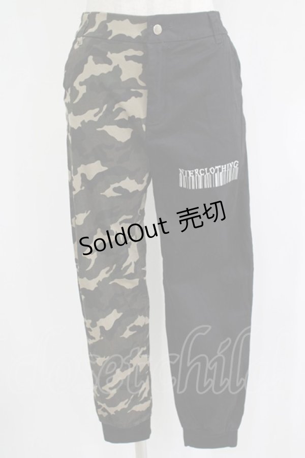 画像1: NieR Clothing / カモフラ柄切替パンツ  黒 H-25-11-21-1034-PU-PA-KB-ZH (1)