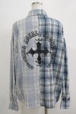 画像3: NieR Clothing / 切替チェックシャツ  ブルー H-25-11-21-1039-PU-BL-KB-ZH (3)