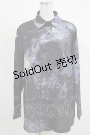 画像: NieR CLOTHING / 総柄シャツ  グレー H-25-11-21-1040-PU-BL-KB-ZH