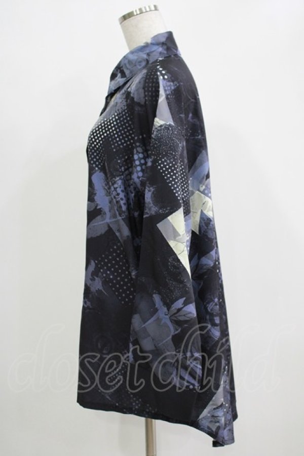 画像2: NieR Clothing / 総柄シャツ  グレー H-25-11-21-1040-PU-BL-KB-ZH (2)