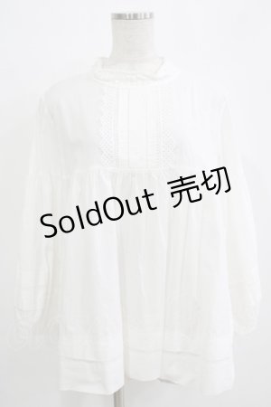 画像: Jane Marple / Pleated Collar Tunic Blouse  ホワイト H-25-11-21-1046-JM-BL-KB-ZH