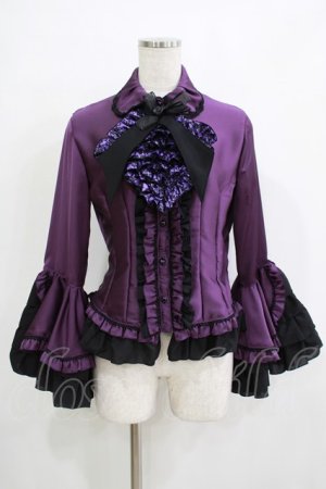 画像: MARBLE / デコラティブネクタイ付き配色切り替え姫袖ブラウス  紫 H-25-11-21-1048-GO-BL-KB-ZH