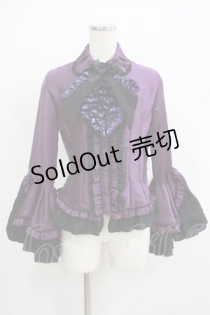 画像: MARBLE / デコラティブネクタイ付き配色切り替え姫袖ブラウス  紫 H-25-11-21-1048-GO-BL-KB-ZH