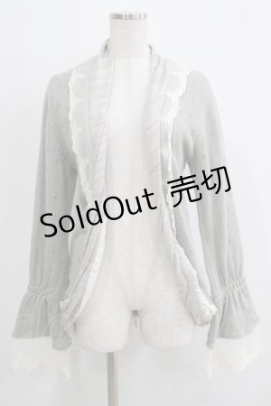 画像: GRAMM / 透かしニットカーディガン  グレー H-25-11-21-1055-HN-TO-KB-ZH