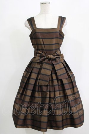 画像: Jane Marple / ボーダージャガードのドレス  茶 H-25-11-21-1006-JM-OP-KB-ZH