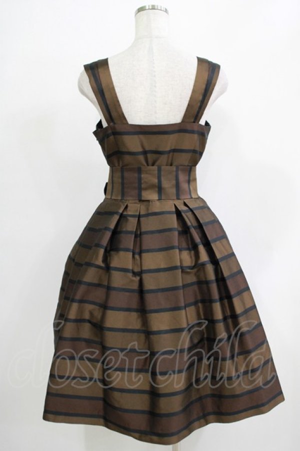 画像3: Jane Marple / ボーダージャガードのドレス  茶 H-25-11-21-1006-JM-OP-KB-ZH (3)