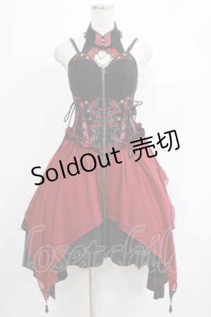 画像: OZZ ANGELO / Capricious kittyホルタービスチェワンピース  黒×赤 H-25-11-21-1007-OO-OP-KB-ZH