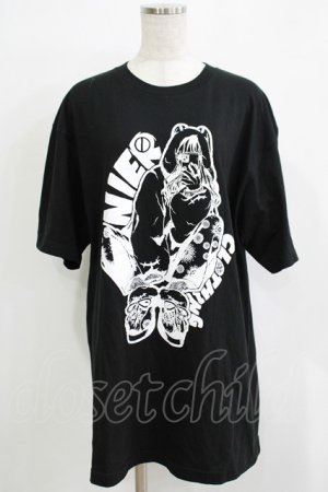 画像: NieR Clothing / プリントCOTTON CUTSEW  ブラック H-25-11-21-1064-PU-TO-KB-ZH