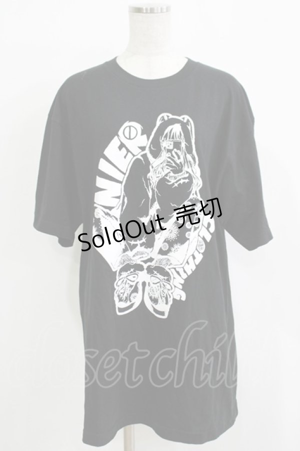 画像1: NieR Clothing / プリントCOTTON CUTSEW  ブラック H-25-11-21-1064-PU-TO-KB-ZT347 (1)