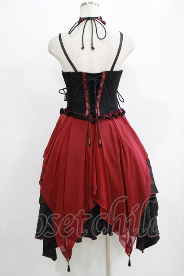 画像3: OZZ ANGELO / Capricious kittyホルタービスチェワンピース  黒×赤 H-25-11-21-1007-OO-OP-KB-ZH (3)