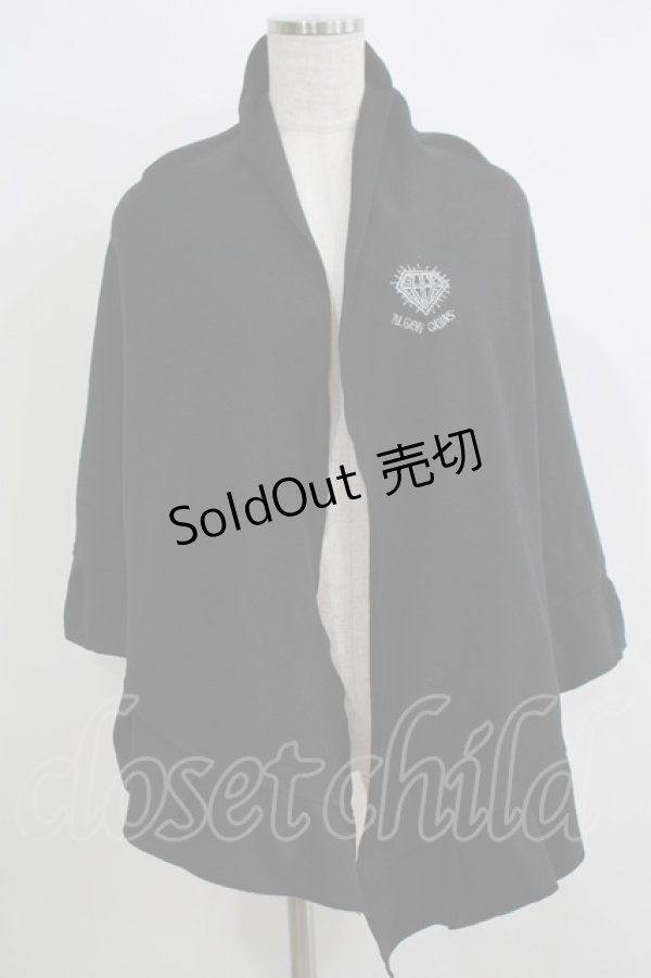 画像1: ALGONQUINS / ロゴ刺繍フリルストール  ブラック H-25-11-21-1070-AL-ZA-KB-ZH (1)