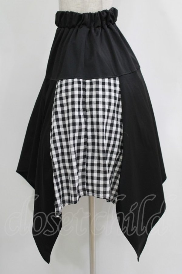 画像2: NieR Clothing / チェック切替イレギュラースカート  黒 H-25-11-21-1011-PU-SK-KB-ZH (2)