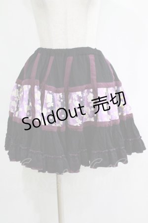 画像: gouk / 和柄切替スカート  黒×紫 H-25-11-21-1016-GO-SK-KB-ZH