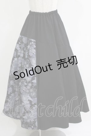 画像: gouk / 和柄切替ロングスカート  ブラック H-25-11-21-1018-GO-SK-KB-ZH