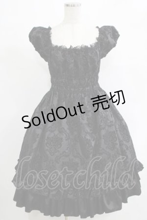 画像: Drug Honey / シャーリングフロッキーワンピース  黒 H-25-11-21-1003-PU-OP-KB-ZH