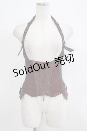 画像: Ozz Croce / クロス刺繍ホルターコルセットビスチェ  ボルドー H-25-11-21-1023-OO-TO-KB-ZH
