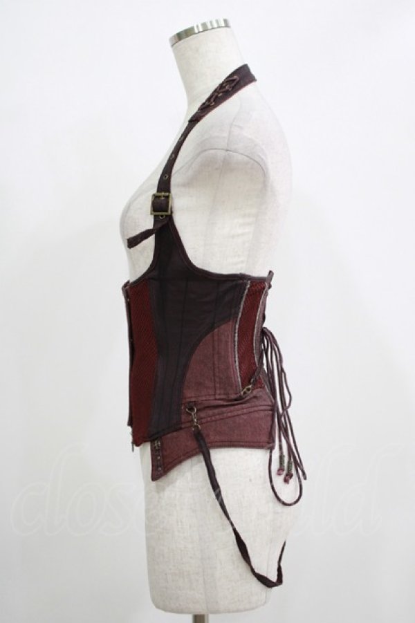 画像2: Ozz Croce / クロス刺繍ホルターコルセットビスチェ  ボルドー H-25-11-21-1023-OO-TO-KB-ZH (2)