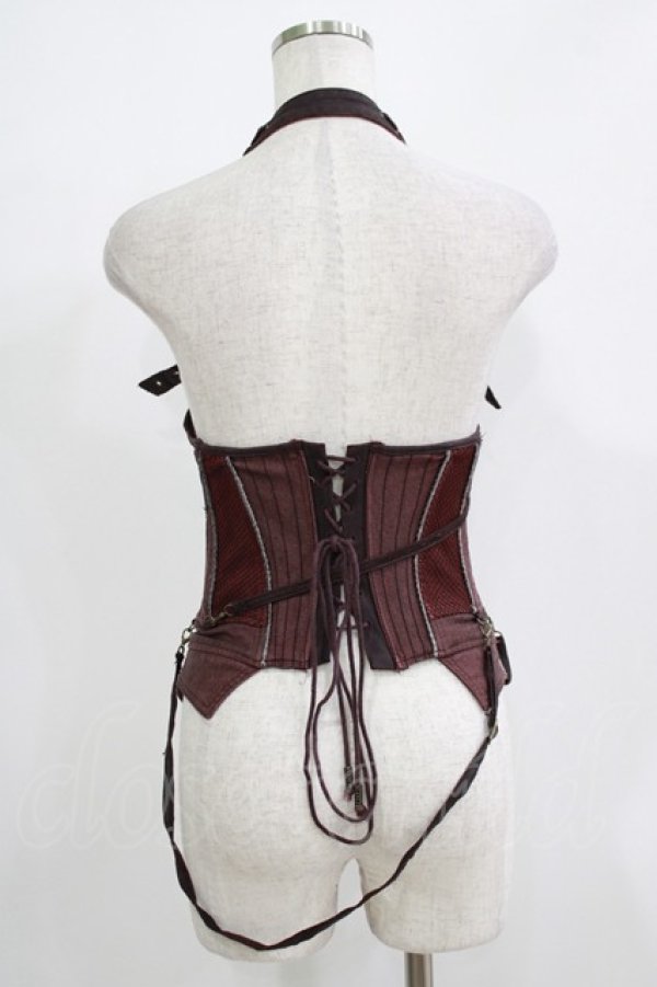 画像3: Ozz Croce / クロス刺繍ホルターコルセットビスチェ  ボルドー H-25-11-21-1023-OO-TO-KB-ZH (3)