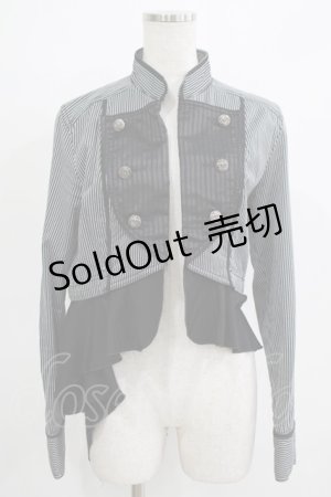 画像: ALGONQUINS / 2Wayストライプナポレオンジャケット  ブラック H-25-11-21-1024-AL-JA-KB-ZH