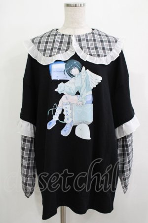 画像: FLC / ぬた。/襟付きTシャツ LL ブラック H-25-11-22-1030-LO-TS-NS-ZH