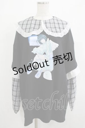 画像: FLC / ぬた。/襟付きTシャツ LL ブラック H-25-11-22-1030-LO-TS-NS-ZH