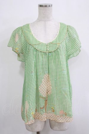 画像: Cherir la femme / オリプリブラウス M グリーン H-25-11-22-1032-LO-BL-NS-ZH