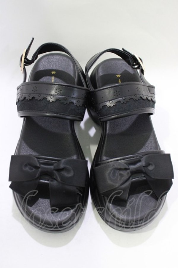 画像1: m petit by misako / AMリボンスニーカーサンダル M ブラック H-25-11-22-1067-LO-SH-NS-ZH (1)