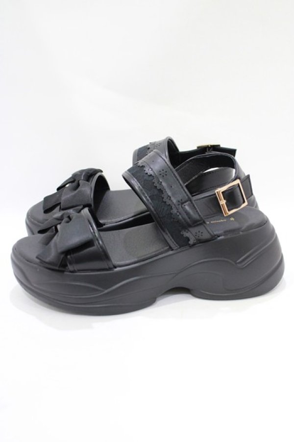 画像2: m petit by misako / AMリボンスニーカーサンダル M ブラック H-25-11-22-1067-LO-SH-NS-ZH (2)