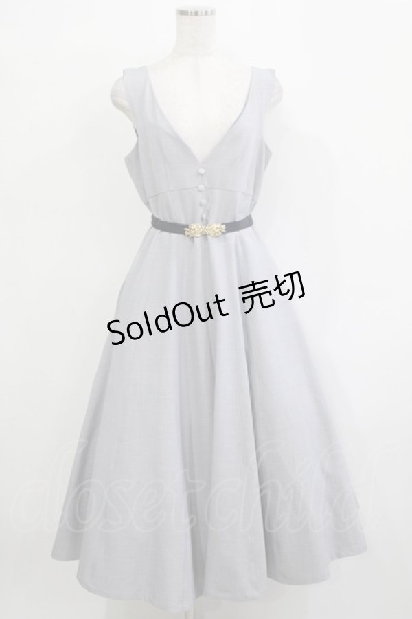 画像1: an another angelus / ハイウエストVネックジャンパースカート Free BLUE GRAY H-25-11-22-1008-CA-OP-NS-ZH (1)