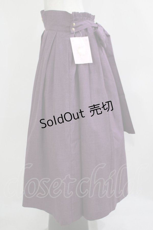 画像2: metamorphose / 【プラスサイズ】袴風タックロングスカート プラスサイズ 紫 H-25-11-22-1012-ME-SK-NS-ZH (2)