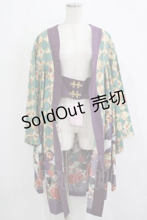 画像: metamorphose / 百花繚乱〜まほろばの舞〜着物風羽織り Free 緑青×紫 H-25-11-22-1017-ME-JA-NS-ZH