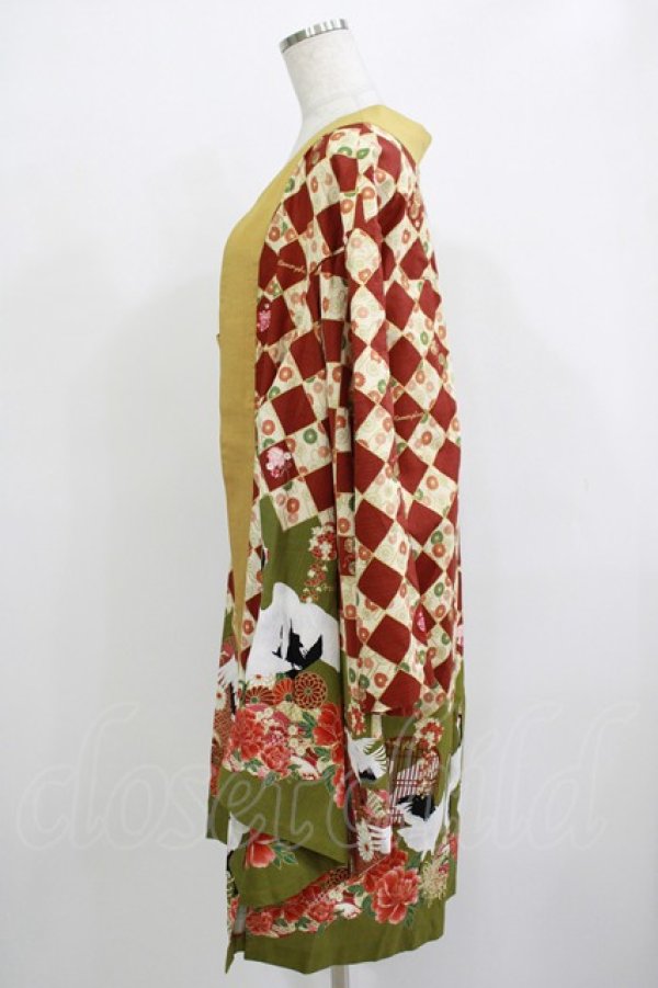 画像2: metamorphose / 百花繚乱〜まほろばの舞〜着物風羽織り Free 深緋×えんじ H-25-11-22-1018-ME-JA-NS-ZH (2)