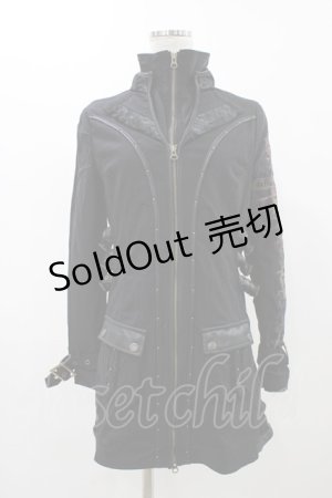 画像: Ozz Croce / ダブルジップロングジャケット  ブラック H-25-11-23-030-OO-JA-KB-ZH